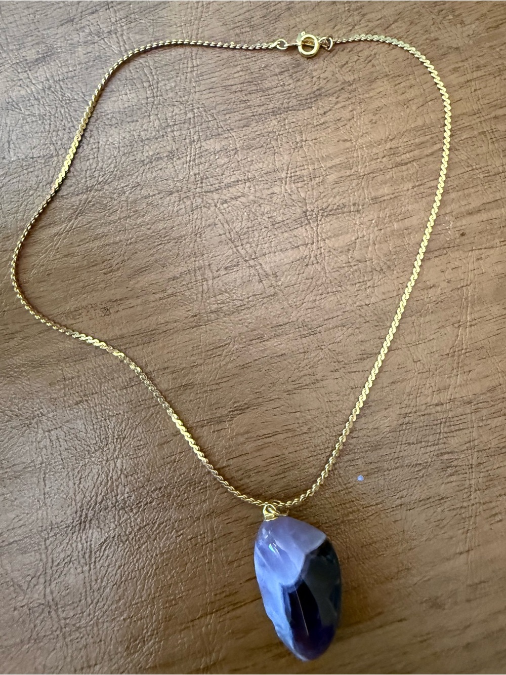 Gold Chain Necklace with Purple Amethyst Pendant by Hallmatk